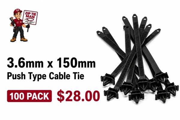 3.6mm x 150mm Push Type Cable Tie 100pcs